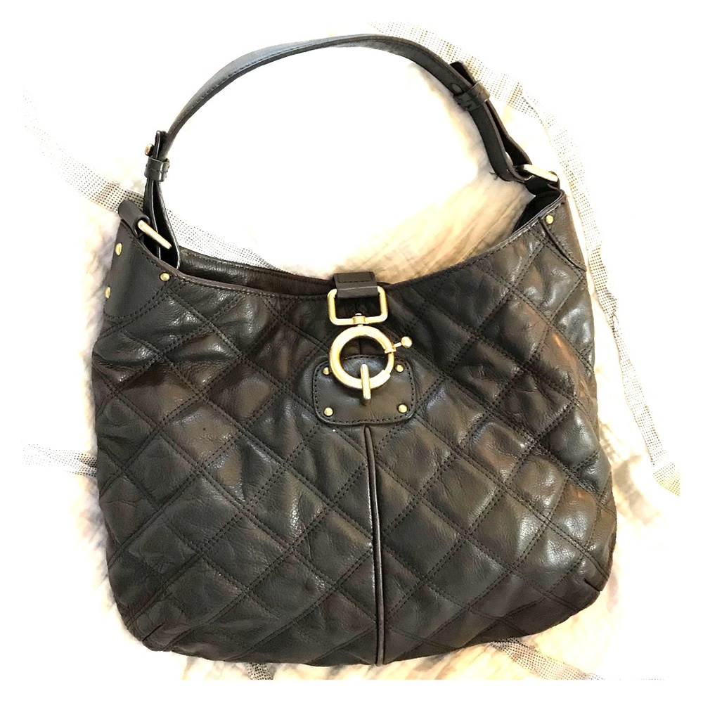 J. crew 100% quilted gray leather hobo bag